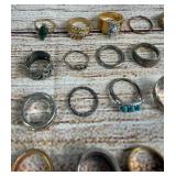 Large Lot 34 Costume Jewelry Rings Mixed Styles Fashion Craft Grab Bag