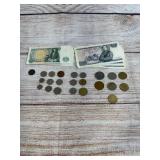 VintageVintage Foreign Banknotes & World Coins Collection Lot (30 Pcs) foreign ba