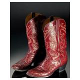 Premium Lucchese Full Quill Ostrich Cowboy Boots, BURGUNDY< Men