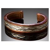 Marc Anita Navajo Sterling Silver Copper Cuff Bracelet - Hand Stamped, 166.7g