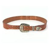 Vintage John McCabe Silversmith Sterling Silver Ranger Set & Tooled Leather Belt