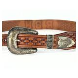 Vintage John McCabe Silversmith Sterling Silver Ranger Set & Tooled Leather Belt