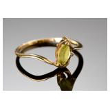14k Gold Peridot & Diamond Ring, Size 4.75 - Elegant Estate Jewelry