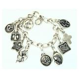 Lot of 2 Vintage Sterling Silver Charm Bracelets, 101.77g Total Weight