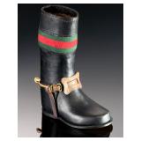 Vintage Gucci Leather Mini Riding Boot Desk Pen Holder Equestrian Accent
