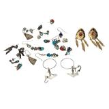 Lot of 16 Pairs Native American Southwest Style Earrings Turquoise Coral