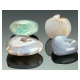 Natural Stone Carvings: Agate Hearts, Geode Heart, Dendritic Agate & Amazonite Apple