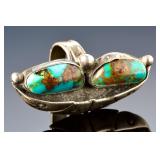 Navajo Silver Turquoise Shadowbox Ring Sz 5.5 Native American Jewelry 10.32g