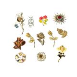 12 Vintage Brooches Pins: Eggert Sterling, Renoir, Sarah Coventry, Floral Styles
