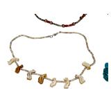 Vintage Southwest Style Lot of 4 Necklaces Turquoise Coral Heishi Bird Fetish