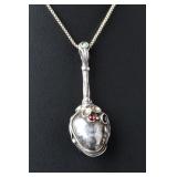 Signed PA 925 Organic Modernist Sterling Silver Multi-Stone Pendant Necklace