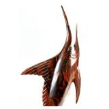 Hand-Carved Ironwood Marlin Sculpture - Dynamic Marine Art Display