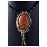Vintage Native American Bolo Tie with Hand-Set Mahogany Obsidian Stone