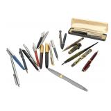 Large Vintage Pen Lot (20+): Fountain & Ballpoint Pens, Parker & More