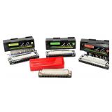 Lot of 4 Harmonicas: 3 Lee Oskar by Tombo (Japan) & 1 The Bandmaster GDR