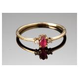 Elegant 10K Yellow Gold Ruby & Diamond Accent Ring, Sz 4.5, Signed GTR