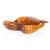 Hand Carved Wood Sea Turtle Sculpture, Folk Art, Marine Decor, 19.72"