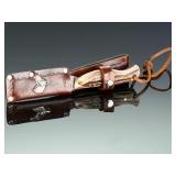 Custom Handmade Knife w/ Antler Handle & AJ Harrover Leather Sheath