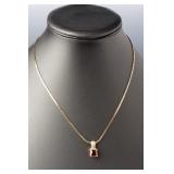 Lorenzo 18k Gold & Sterling Silver Pendant Necklace w/ Red Stone, 18in