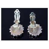 Vintage Zuni Petit Point Turquoise Cluster Clip-On Earrings Sterling Silver
