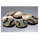 Vintage Mexican Silver & Stone Inlay Bracelet - FCS Plata 925 Modernist