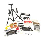 Guitar & Amp Parts Lot: Fender Stand, Gibson Knobs, Cables, Pickup, Bridge, Tube