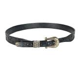 Vintage Eddie Bauer Western Leather Belt with Silver Ranger Set Buckle 36