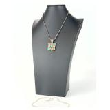 Sterling Silver Necklaces Lot (2): Multi-Stone Pendant & Wavy Chain, 40.23g