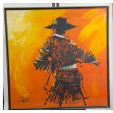 Vintage 1970s Matador Abstract Canvas Painting Signed Candace Decor Art