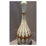 Vintage Milk Glass Decanter with Gold Gild