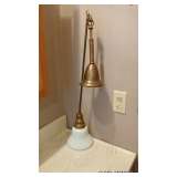 1920s Brass Pendant Light with Milk Glass Shade