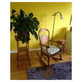Plant, Plant Stand, Rocker, Antique Floor Lamp