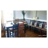Basset Dining Table, 12 Multi-Colored Chairs