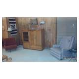 Red Mid Century Style Swivel Rocker, Entertainment Center, Rocker Recliner Chair