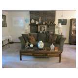Sofa, Carved Coffee Table, Giner Jar, Rooster (Mexico)