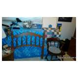 Ehtan Allen Twin Headboard, Night Stand, Captains Chair), Twin Size Mattress and Box Spring