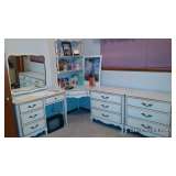 French Provincial Vanity, Mirror, Corner Desk, Shelving, Chest of Drawers