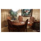 Thomasville Dining Table, 6 Chairs, 1 Leaf, Tabletop Pad 