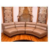 BUY IT NOW!  Lot #101, Tan Curved Sectional Sofa, 2 Pieces, $600