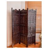 SOLD--Lot #103, Carved Ebony Wood 3-Panel Screen / Room Divider, $250