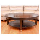 Oval 2-Tiered Ebony Coffee Table w/ Casters