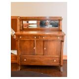 BUY IT NOW!  Lot #106, Antique Oak Sideboard / Buffet w Mirror Back, $400