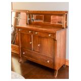 BUY IT NOW!  Lot #106, Antique Oak Sideboard / Buffet w Mirror Back, $400