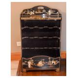 Chinese Inlaid Black Lacquer Shoe Stand (Stone Relief)