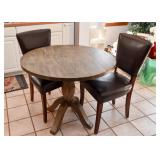 BUY IT NOW!  Lot #107, Bistro-Size Dining Table (Grayish Wood Tone) & 2 Chairs, $300