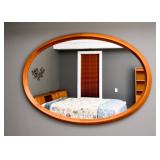 Teak Wood Oval Wall Mirror