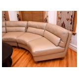 BUY IT NOW!  Lot #101, Tan Curved Sectional Sofa, 2 Pieces, $600