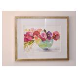 Framed Floral Still Life Watercolor Painting, Signed