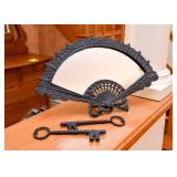 Iron Framed Vanity Mirror & Skeleton Keys