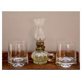 Bar Glasses, Vintage Oil Lamp